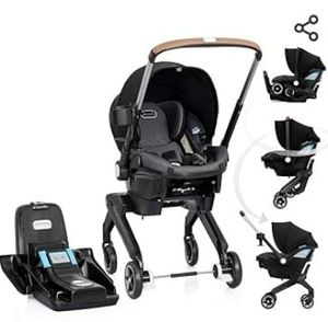 lot 2686 image: Evenflo Shyft DualRide Infant Car Seat Stroller Combo with Carryall Storage (Boone Gray) - Retail $421