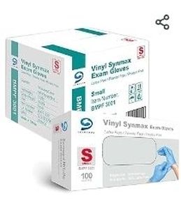 lot 2709 image: Basic Medical Synmax Vinyl Exam Gloves - Latex-Free & Powder-Free - Small, BMPF-3001(Small (Pack of 1000))
