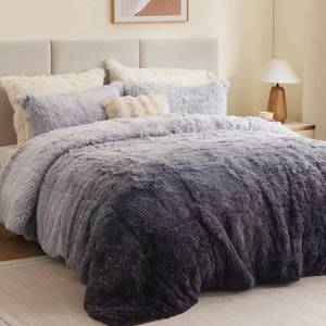 lot 4335 image: Long Shaggy Faux Fur Comforter Set-Twin XL