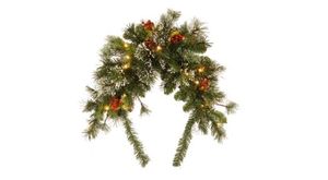 lot 15045 image: 36 in.Wintry Pine Mailbox Swag with Battery Operated Warm White LED Lights