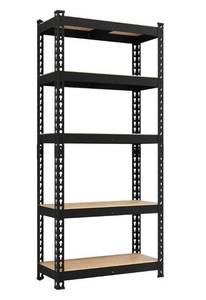 lot 15050 image: Yaheetech Storage Shelves, 5 Tier Heavy Duty Adjustable Metal Shelving Unit, (27.5 W x 12 D x 60 H Inches, Black)