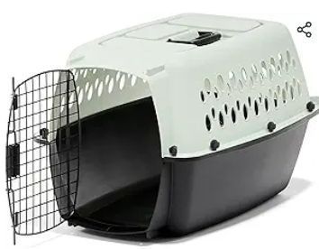 lot 9074 image: Petmate Pet Porter Dog Kennel 24inch Length 15 to 20lbs  Pale Aqua and Black - Retail $193