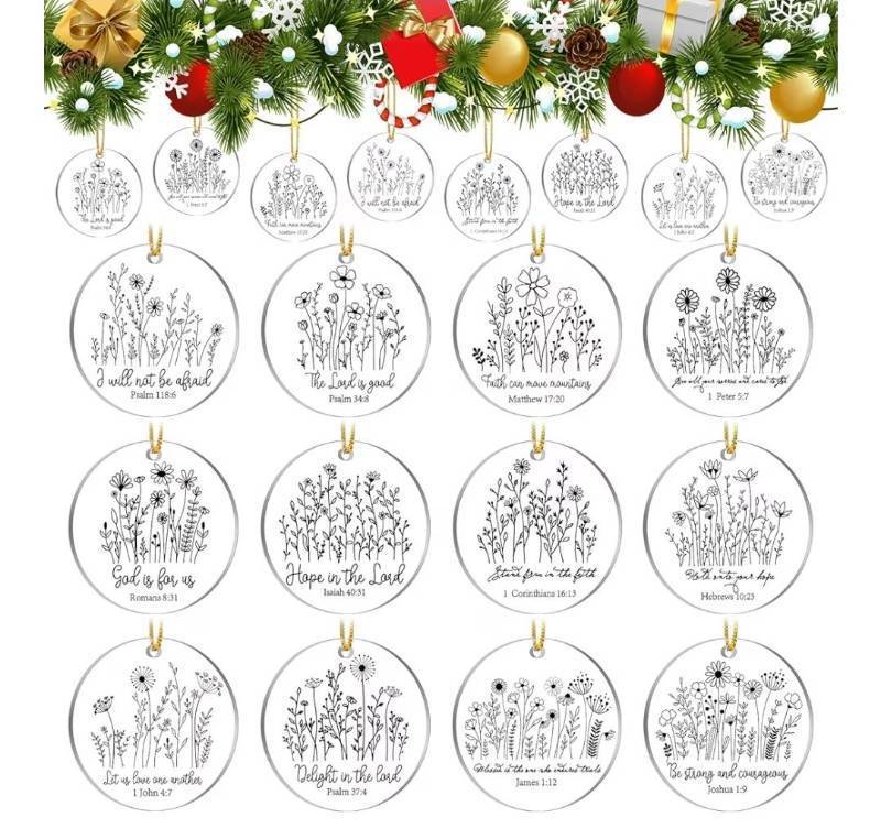 lot 23578 image: 24 Pcs Christian Christmas Ornaments Bulk 3.15 inches