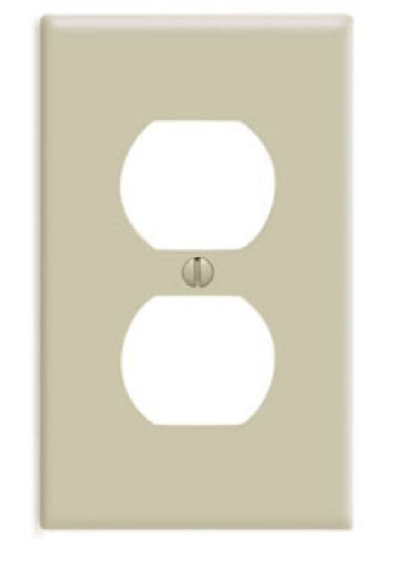 lot 16606 image: Leviton M01-86003-IMP M25-86003-Imp 1-Duplex Receptacle Standard Size Wall Plate  1 Gang  4-12 in L X 2-34 in W 0.22 in T  Ivory