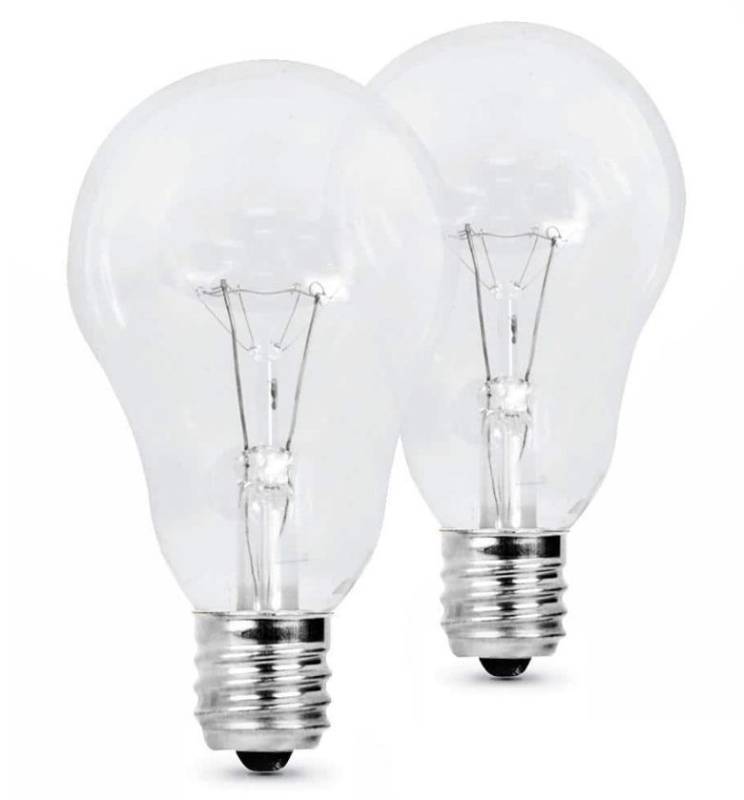 lot 16637 image: 40-Watt A15 Dimmable Clear Glass Ceiling Fan E17 Intermediate Base Incandescent Light Bulb, Soft White 2700K (2-Pack)