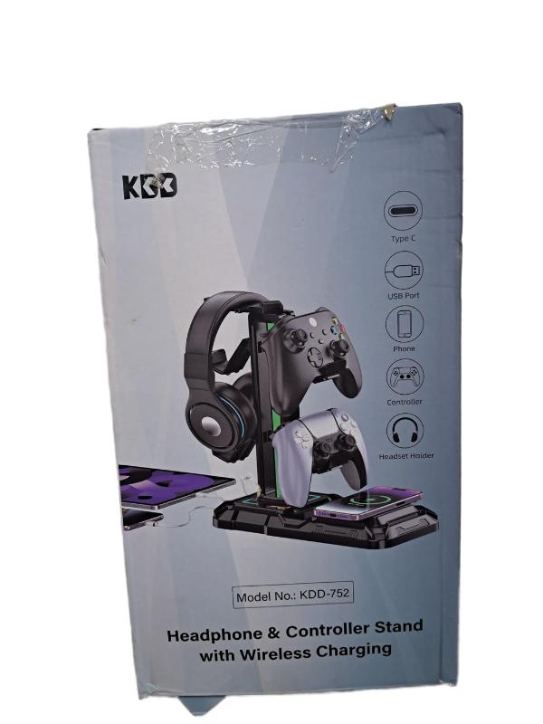 lot 31835 image: KDD-752 Gaming Headset and Controller Stand with Wireless Charging