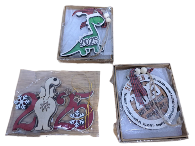 lot 7076 image: 3 Pack of Miscellaneous 2025 Christmas Ornaments