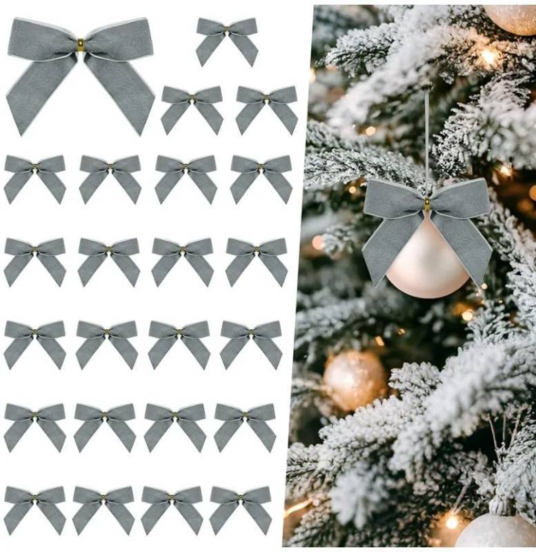 lot 7119 image: Artmag 24 Pcs Velvet Christmas Bows for Christmas Decorations