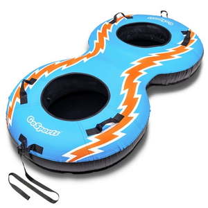 lot 2717 image: GoSports Heavy Duty 2 Person Winter Snow Tube with Premium Canvas Cover - Retro - Retail $200