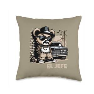 lot 2736 image: EL JEFE Hip Hop Teddy Bear Lowrider Shirt Chicano Cholo Throw Pillow
