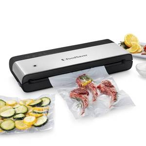 lot 2742 image: FoodSaver PowerVac Compact Vacuum Sealing Machine Stainless Steel & Black Vertical Storage VS0150 - Retail $100
