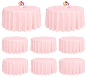 lot 4372 image: 8 Pack Pink Round Tablecloth 120 Inch Polyester