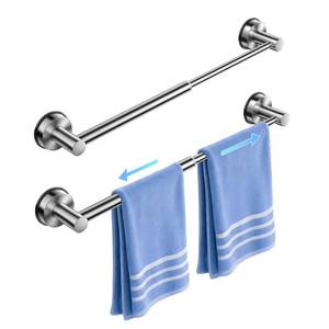 lot 4385 image: Adjustable Suction Cup Towel Bar for Bathroom Wall, 14.6Inch24 Inch Towel Racks Brushed Nickel Towel Rack (2pcs Silver)
