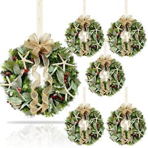 lot 4398 image: 6 Pcs Natural Starfish Mini Christmas Cabinet Wreathes
