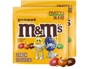 lot 4400 image: (Best if Used by February 2026) M&MS Peanut Milk Chocolate Candy, Party Size 38 oz Bag (Pack of 2) - Retail $0