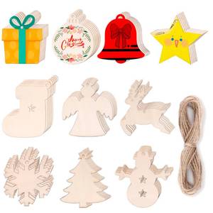 lot 7172 image: 100Pcs Wood Slices, 3.5 Wooden Christmas Shapes-Unfinished