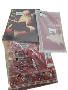 lot 9540 image: Christmas Holiday Area Rug, Printed Painting, and Throw Pillow Cover Case