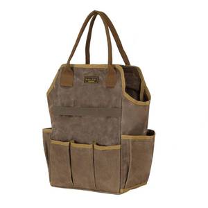 lot 9547 image: Canvas Garden Tool Bag, Grey, 9.5 x 6 x 15.5 In
