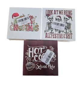 lot 9552 image: CHRISTMAS SIGNS- Wall Decor, 3 Count 5x5