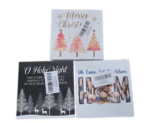 lot 9554 image: CHRISTMAS SIGNS- Wall Decor, 3 Count 5x5