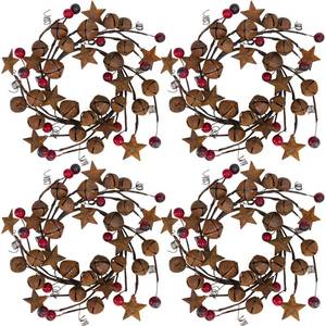 lot 9567 image: 4 Pcs Christmas Jingle Bells Candle Rings