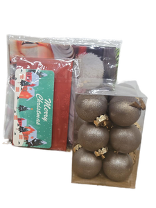 lot 10028 image: Christmas Holiday Gift Set with Ornaments,Card, and Tapestry