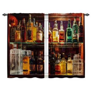 lot 10047 image: Wine Bottle Kitchen Curtains 2 Panels Set 28x36 ,12 Pack Plastic Table Cloth, Black Thick Tablecloths 54 x 108 Inch