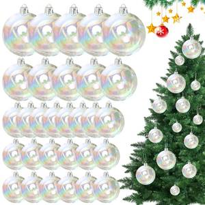 lot 10049 image: 60Pcs Iridescent Ornaments Balls Clear Plastic
