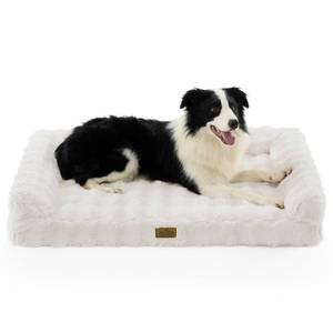 lot 10059 image: Faux Rabbit Fur Orthopedic Dog Bed, Large, Beige XL 42x30x7 inch