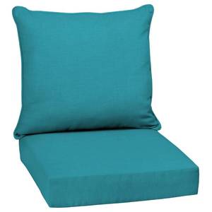 lot 15064 image: Arden Outdoor Deep Seat Cushion Set, 24 in x 24 in, Weather-Proof, Rain-Proof, Fade Resistant Patio Cushion for Chair, Sofa, and Couch Lake Blue Leala - Retail $50
