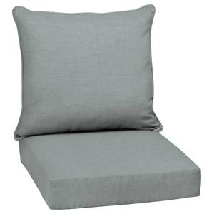 lot 15065 image: Arden Outdoor Deep Seat Cushion Set, 24 in x 24 in, Weather-Proof, Rain-Proof, Fade Resistant Patio Cushion for Chair, Sofa, and Couch Stone Grey Leala - Retail $50