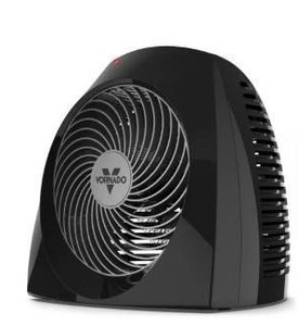 lot 15074 image: VH240 1500-Watt Black Indoor Electric Fan Space Heater with Adjustable Thermostat, 3-Heat Settings, Safety Features - Retail $70