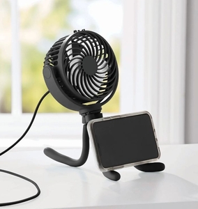 lot 15075 image: Rechargeable Tripod Fan with Flexible Mount