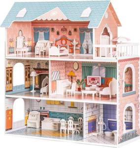 lot 15087 image: Wooden Dollhouse with Furniture