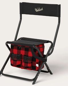 lot 16748 image: PACK OF 4-Buffalo Check Outdoor Foldable Chair with Cooler RedBlack - Woolrich X Target - Retail $112
