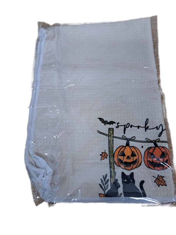 lot 31364 image: ZOFGUO Halloween Pumpkin Black Cat Kitchen Towel