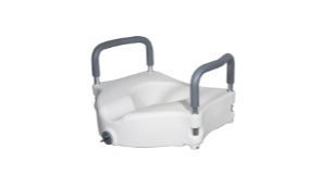 lot 2182 image: Drive Medical Elevated Raised Toilet Seat with Removable Padded Arms  Fits Most Toilets