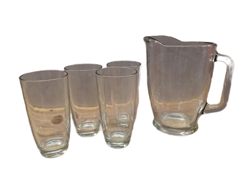 lot 2191 image: Pitcher and 4 glass cups