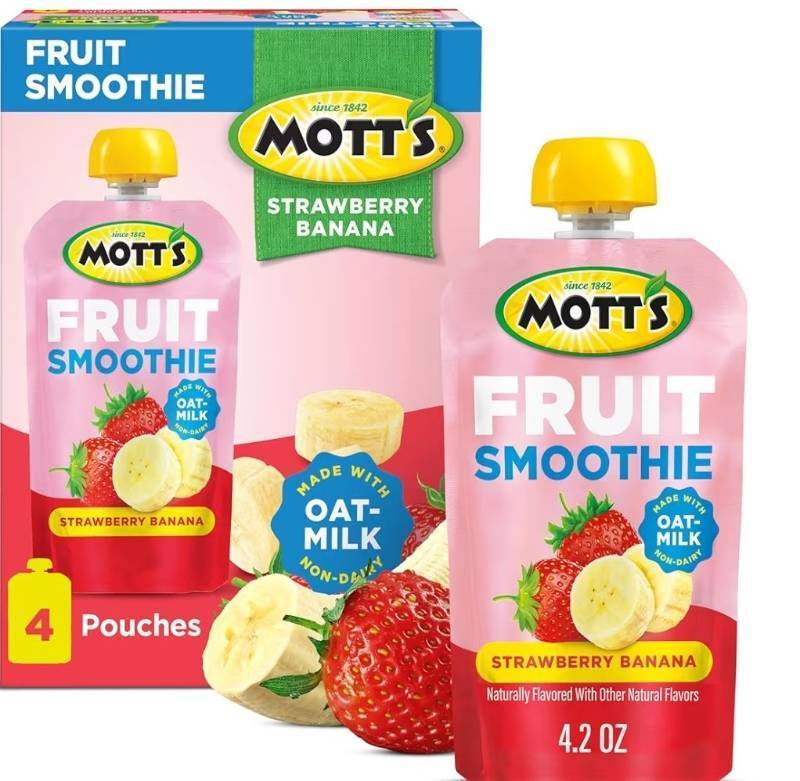 lot 643 image: 6 Boxes Motts Fruit Smoothies Strawberry Banana (BEST BY DEC 24, 2025)