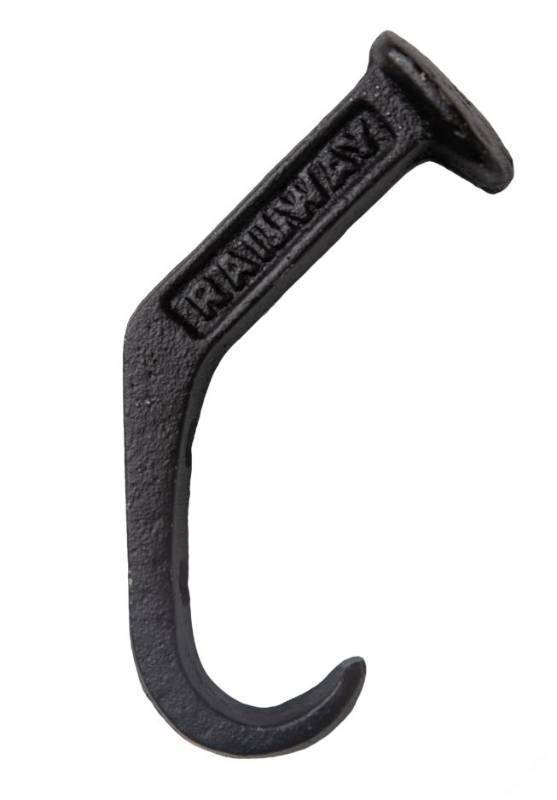 lot 655 image: Black Cast Iron Raiway Spike Wall Mount Hook Set (Set of 4) - Retail $55