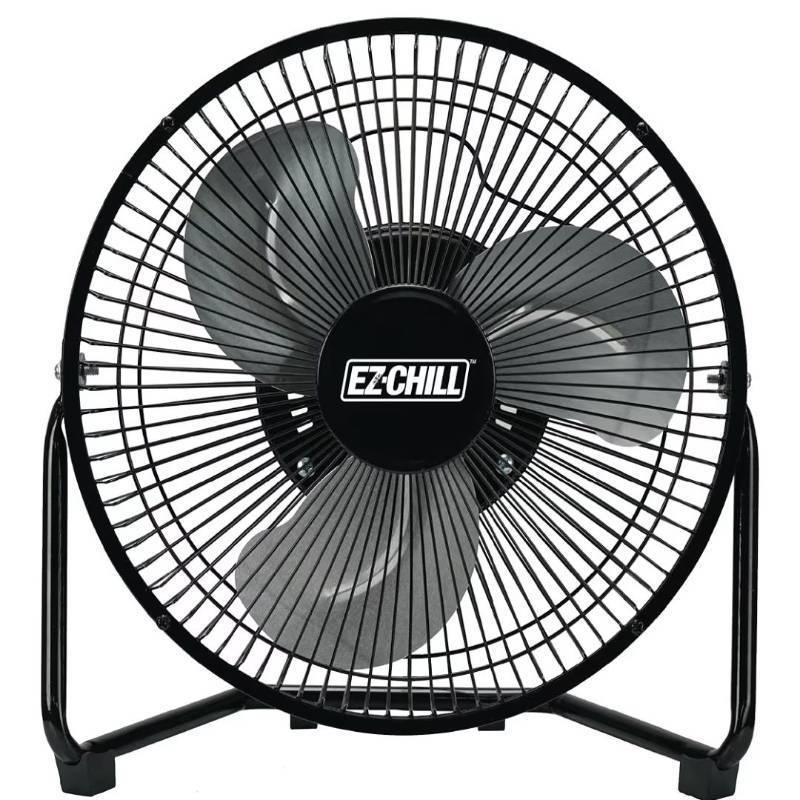 lot 665 image: EZ-CHILL 9 Cradle Floor Fan, 3 Speed, Electric, 180 Degree Adjustable Tilt, All Metal, Carry Handle, Rubber Feet, Table Fan, Airflow 12.57 ftsec, Ideal for Home, Bedroom & Office, MTFDB-9
