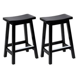 lot 1491 image: PayLessHere Bar Stools Set of 2, Wooden Saddle Stools 24 Inch Height