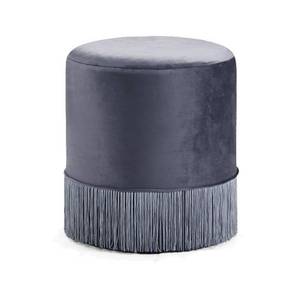 lot 1502 image: Meridian Furniture Teddy Collection Modern  Contemporary Velvet Upholstered Ottoman, 15.5 W x 15.5 D x 17.5 H, Grey