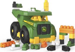 lot 2765 image: Mega Bloks John Deere Toddler Building Blocks Toy Set, Dump Truck with 25 Pieces and Storage, 1 Figure