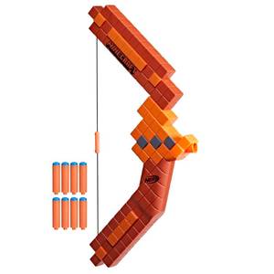 lot 2777 image: Nerf Minecraft Bow Dart Blaster, Pull-Back String Priming, 8 N1 Darts Compatible Only N1 Dart Blasters, Ages 8