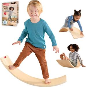 lot 2783 image: Fisher-Price Wood Montessori Toy Rockin Balance Board for Ages 3 Years (Amazon Exclusive) - Retail $65