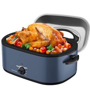 lot 2797 image: SUNVIVIPRO Roaster Oven 28 Quart, Electric Turkey Roaster with Self-Basting Lid, Removable Pan & Rack, Variable Temp Control, Stainless Steel, Blue - Retail $80