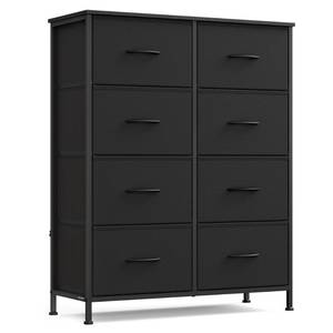 lot 4418 image: SONGMICS Dresser for Bedroom, Chest of Drawers, Steel, MDF, 8 Non-Woven Fabric Drawers Ink Black and Ebony Black ULGS124B01S