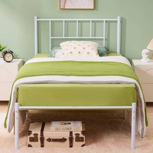 lot 4426 image: VECELO Twin Metal Platform Bed Frame with Headboard, Heavy Duty Steel Slat Support, Under Bed Storage,No Box Spring Needed, Easy Assembly