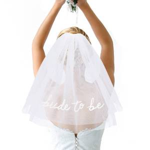 lot 7212 image: Bride To Be Embroidered Veil- 3 Pack